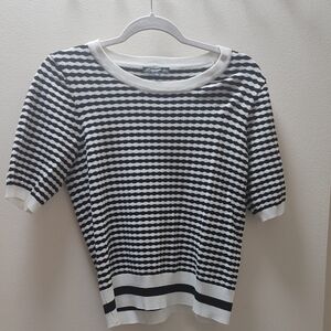 Black and White Striped Women's Top